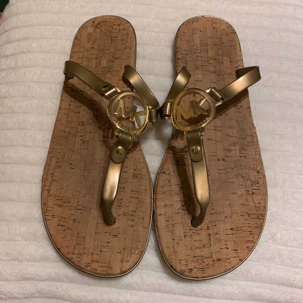 MK gold jelly T strap sandal (size 10M)
